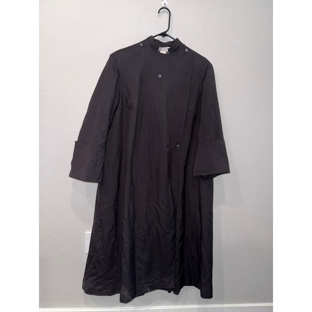 Vintage CM Almy & Son Black Liturgical Robe Choir Cassock High Neck Made in USA